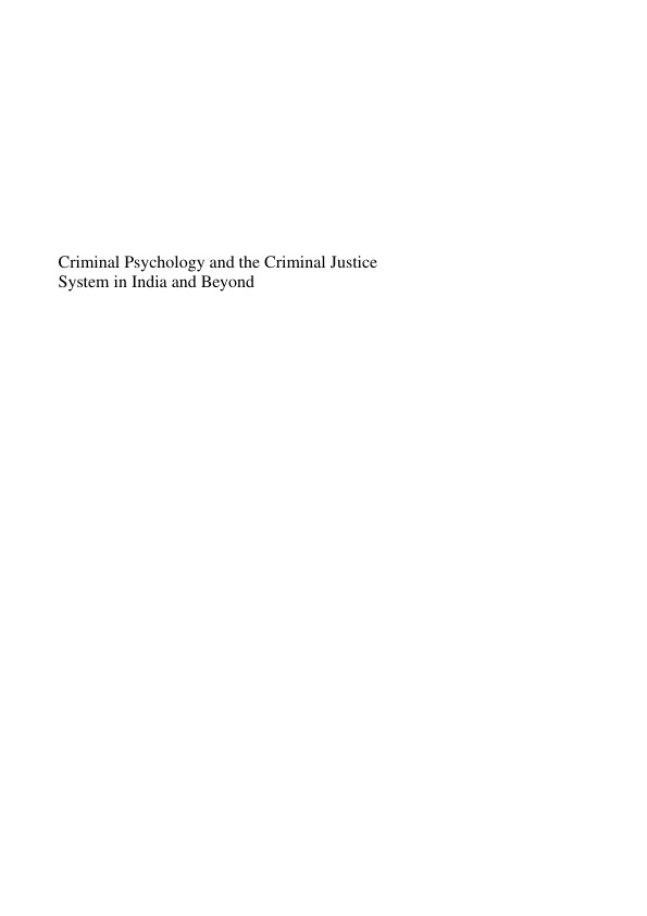 Criminal Psychology and the Criminal Justice System in India and Beyond